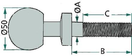 Guľový kolík s maticou M22x2,5 1