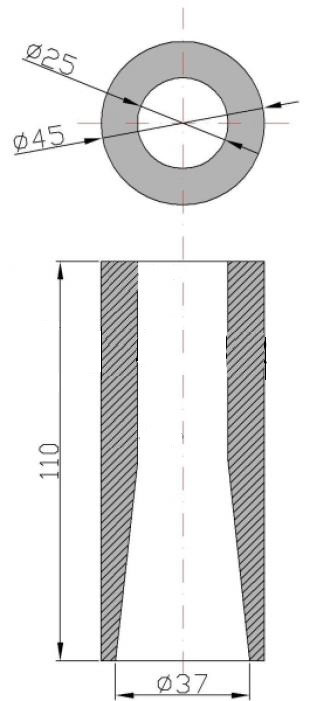 Púzdro na hrot 36mm hrubý, a 1100mm a 1000mm dlhý 3