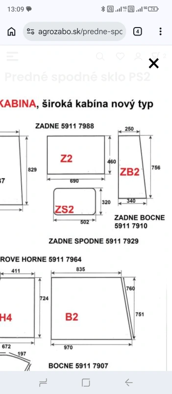 Zadné spodné sklo ZS2