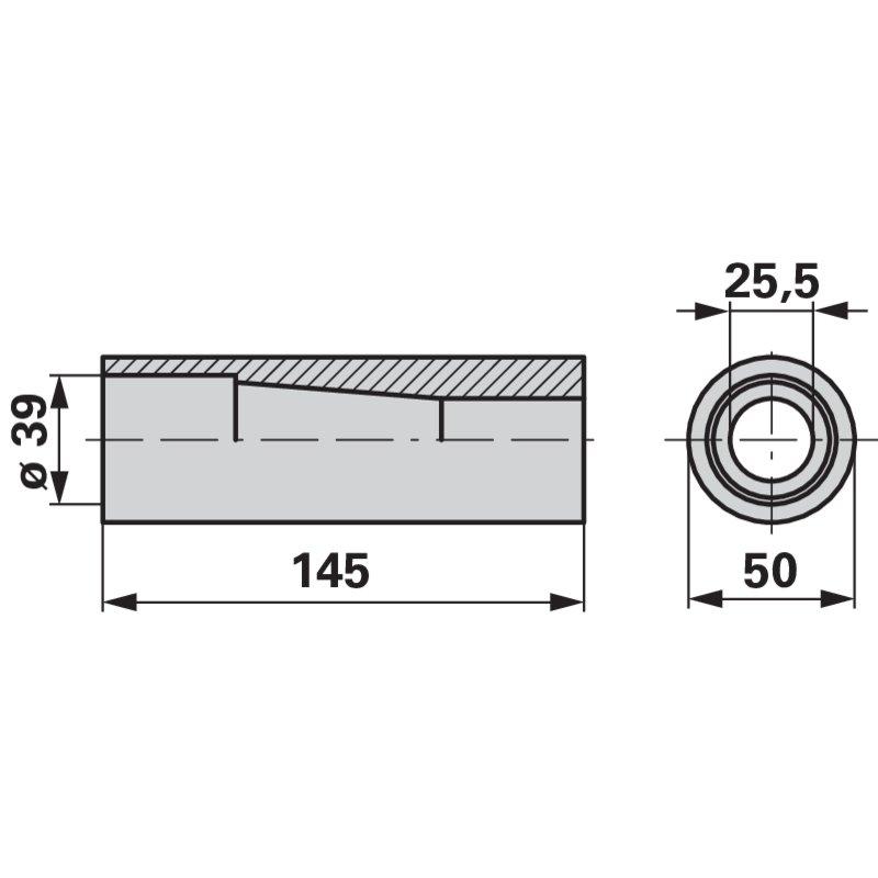 Púzdro zosilnené na hrot 36mm hrubý, a 1100mm a 1000mm dlhý