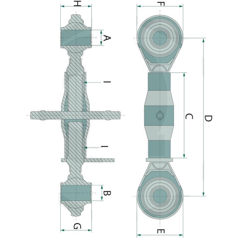 Skrutka tretí bod 460 - 660mm, M24 a 19mm diery kat 1