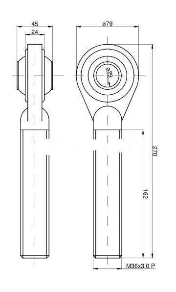 Tiahlo zvislé M36 na Zetor Crystal 6 valec 2