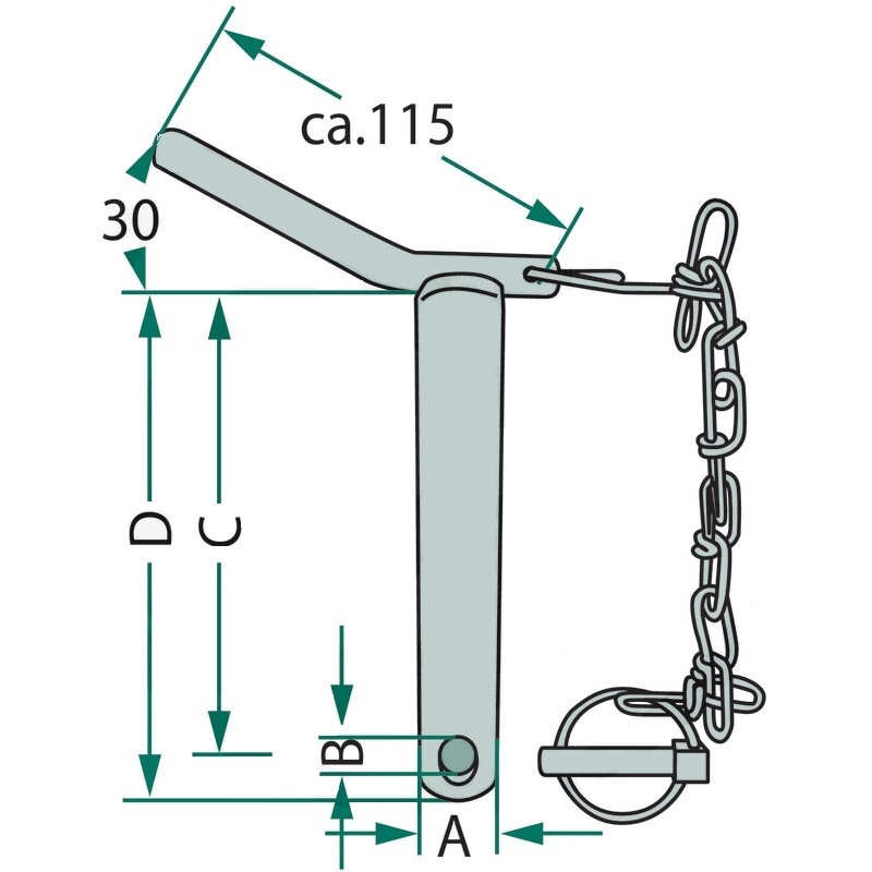 Čap 25,4 x 150mm so závlačkou na retiazke 2