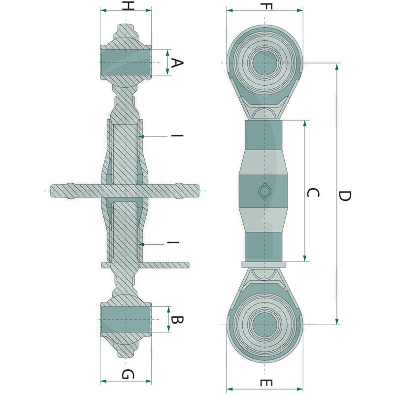 Skrutka tretí bod 555 - 715mm, M24 a 19mm diery kat 1 1